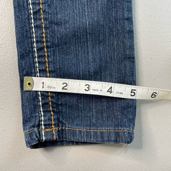 Vigold Skinny Jeans Whiskered Low Rise Buttoned Flap Back Pockets Blue Size 26 - Picture 10 of 12